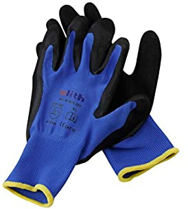 1 Paar ULITH® Montage-Feinstrickhandschuhe mit Nitril-Beschichtung - blau/schwarz - Größe 9