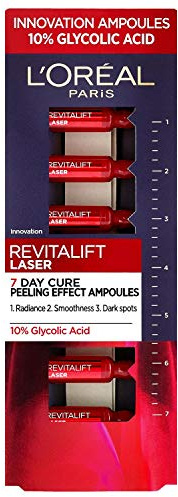 L'Oreal Paris Glycolic Acid Peel Revitalift Laser Renew, Peeling 10 Percent Glycolic Acid Serum Ampoules, 7 x 1 ml
