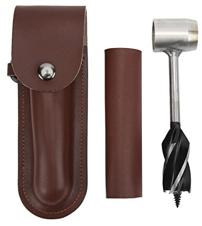 Clé à Tarière pour Perceuse à Bois, Perceuse à Main pour Le Travail du Bois, Jeu de CléS à Tarière à Main, Perforatrice à Vis Manuelle, Outil de Forage à Main, Perceuse Manuelle(Cuir marron)