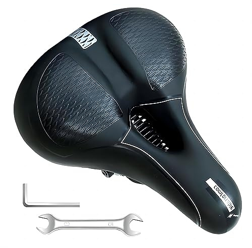 Bequemer Fahrradsattel mit Doppelfeder stoßdämpfende Kugel, Gel Fahrradsattel ergonomisch, geeignet für Männer und Frauen, geeignet für Mountainbikes/MTB/Falträder, kommt mit Werkzeugen.