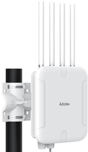 AdaLov Gigabit Access Point Wireless Esterno, Punto di Accesso WiFi a Lungo Raggio,Dual Band 2.4/5.8GHz,Impermeabile IP66,Ripetitore WiFi per Negozio/Giardino/Garage/Scuola/Camper,48V PoE (WA635X AP)