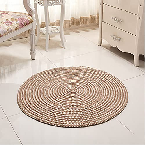 Tappeto rotondo intrecciato a mano, per esterni e interni, diametro 160 cm, reversibile, tessuto a mano, ideale per soggiorno, camera da letto, studio, sedia da computer e zona cibo