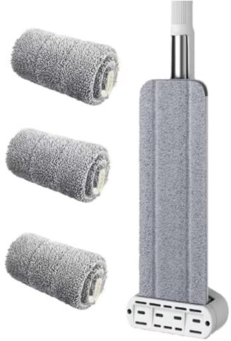 Fozriybefy Trapeador Plano, Trapeador de Limpieza de Pisos con Autoescurrido y Manos - Trapeador de Microfibra para Pisos, Trapeador Sin Lavado una Mano