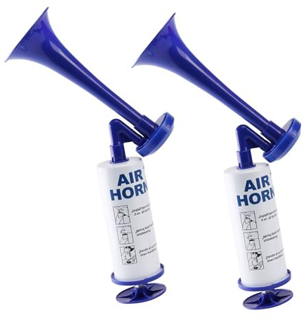 Alleshelfer AirHorn, 2 Stück Air Horn, Fanfare Horn, Metal Fanfare Compressed Air Horn Tröte Laut, TröTe Drucklufthorn, Druckluft Signalhorn, Tröte zum Anfeuern, Football Tröte, Blau