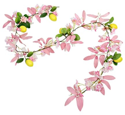Ghirlanda artificiale di fiori di ciliegio e limone, pianta finta da appendere, decorazione per feste, interni ed esterni, anniversario, ufficio, giardino, bianco, 170 cm
