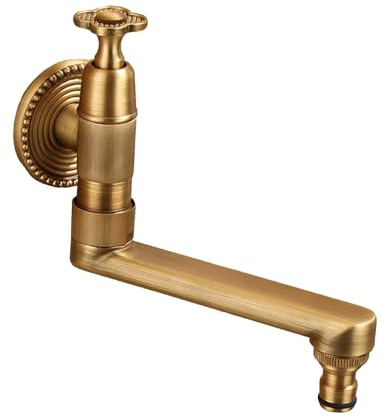 SXWYLZ Wasserhahn für Waschbecken Antik Kaltwasserhahn Wandmontage Schwenkbar 180° für Mop Pool, Einhebel Wasserhahn Küche, 15 CM