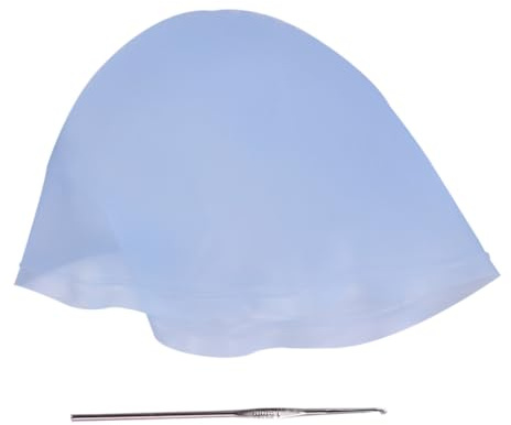 SWETRACE Cuffia per Chioma in Silicone Blu con Uncinetto Metallico Flessibile e Comoda per Colorazione Professionale e Colpi di Sole in Salone