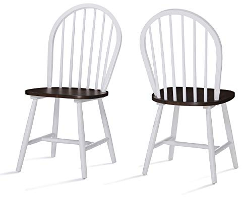 Christopher Knight Home Declan Farmhouse Cottage High Back Spindled Rubberwood Dining Chairs, 2-Pcs Set, Brown / White