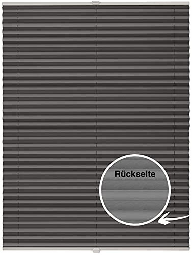 ondeco Plissee nach Maß Thermo für Fenster innen Montage in Glasleiste mit Spannschuh Sonnenschutz-Rollo Lichtschutz Blickdicht leichte Verdunkelung Dunkelgrau B: 41-50 cm, H: 101-150 cm