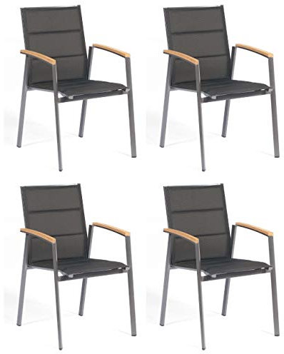 Sonnenpartner 4er-Set Stapelstühle Sierra Aluminium/Textilen anthrazit Stapelstuhl