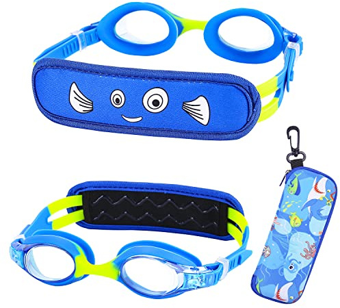 RUIGAO Kids Swim Goggles Age 2-6, Toddler Goggles No Hair Pull,UV Protection/Anti Fog/Padded HeadBand