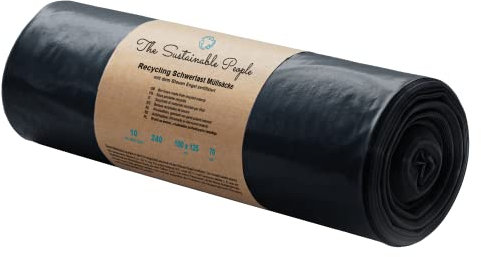 TSP Sacchi per rifiuti 240 L - realizzati al 100 % in materiale riciclato (PE) - 1 rotoli da 10 sacchi - per ristrutturazioni e rifiuti commerciali