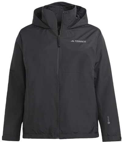 adidas Women's Plus Size Terrex Multi RAIN.RDY Two-Layer Rain Jacket, Black, 2X