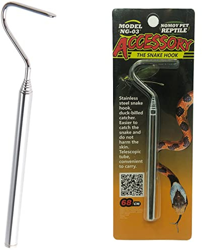 Bilindasly Portable Mini Snake Hook Collapsible Stainless Steel Snake Tongs and Reptile Supplies Hook Retractable Catching Snake Handling Tool 16cm to 68cm