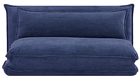 EVERGREENWEB - Divano Letto Futon - Tatami allungabile - Poltrona letto 2 posti da Pavimento con Schienale Regolabile + Cuscino Sfoderabile - Materasso Piazza e Mezza, Blu | KUMO