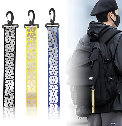 NHPY 3 Stück reflektierende Anhänger, Reflektorband, Reflektoren für Schulranzen, Rucksack, Laufen, reflektierender Schlüsselanhänger für Schulranzen, Rucksäcke, Joggen