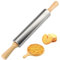 (43.5 * 5 * 5 cm) Rodillo amasar, rodillo cocina de pasta con eje metálico y mango de madera, ideal para utensilios de repostería, estable y duradero, facilita el estiramiento de la masa