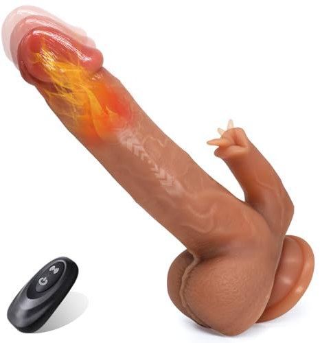 Realistischer Anal Dildo Vibrator Sex Spielzeug für die Frau Männer Paare mit Stoßfunktion, Diloschwanz Vibration für Frauen, 22cm G Punkt Riesen XXL Groß Dildos Klitoris Lecken Vibratoren Sex Toys