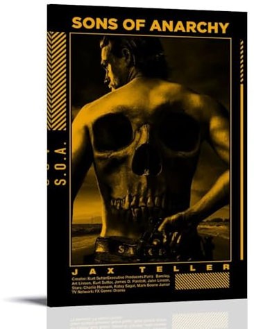EGLOBICH Jax Teller SOA TV-Show-Poster, Wandkunst, dekoratives ästhetisches Leinwandposter, 50 x 75 cm, Rahmen Jax Teller SOA