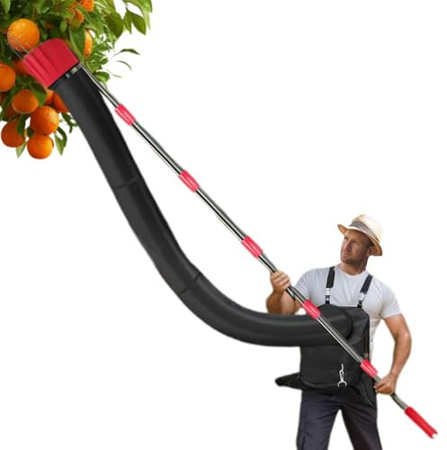 Raccoglitrice per alberi da frutto - Strumento telescopico per raccoglitrice di alberi da frutto da 13 piedi a lunghezza regolabile | Attrezzo raccogli arance regolabile con imbuto di raccolta e sacco