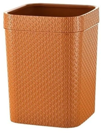 Poubelle Poubelle moderne imitation rotin, poubelle carrée en plastique de 4 gallons, corbeille à papier ouverte avec anneau de pression, for salon, chambre à coucher, bureau Poubelle de Cuisine(Orang