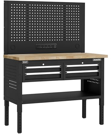 Sealey Superline PRO® Modular Workbench with 4 Drawers Wooden Worktop Adjustable Height 1265mm - APMWB50COMBO2W