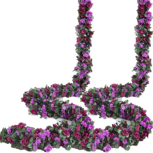 JISRKP 2 Pack Wisteria Artificial Flowers, Purple Flowers, 2.4m Long Fake Wisteria for Bedroom Decoration, Flower Garland, Vines for Home Decor
