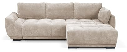 foamnova Leuven Big Sofa mit Recamiere rechts – großzügiges Wohnlandschaft Sofa mit Schlaffunktion & Doppelliege – Maße: 269x169 cm
