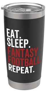 Eat Sleep Fantasy Football Repeat Fantasy Football Fan Doppelwandiger Edelstahl-Thermobecher