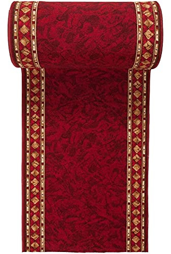 Carpeto Tapis de Couloir Couloir 67x600cm Rouge Antidérapant Love Rugs | Tapis de Couloir pour Cuisine Buanderie Chambre Entrée Passage à Poil Court Doux Entree Interieur Long Élégant Vendu au Mètre