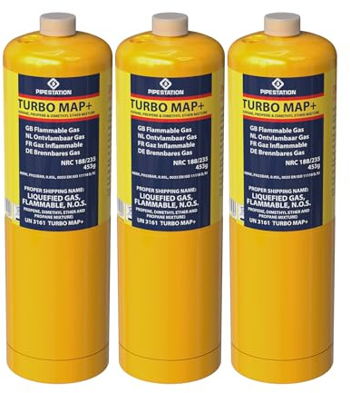 3x MAPP Map Plus 435g Bottle Disposable Gas Cylinder plumbers torch jet burner