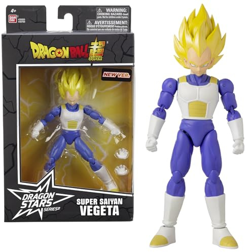 BANDAI - Dragon Ball Super - Figurine articulée Dragon Stars 17 cm - Super Saiyan Vegeta - Licence Officielle Dragon Ball - Figurine articulée Super Saiyan Vegeta - Jouet Enfant 4 Ans et + - 36769