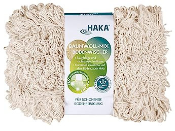 HAKA Baumwoll-Mix Bodenwischer, Universell einsetzbar, Holz, Kork & geöltes Parkett, Streifenfrei