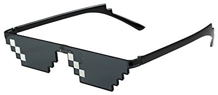 Komonee Thug Sunglasses Classic Black Retro Style 8 Bit Pixel Sun Shades Pixelated Meme Eye Glasses Unisex For Men Women Boys Girls Parties Funny Joke Photo Cool Life Party Props