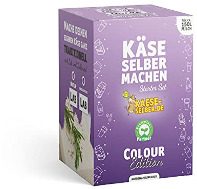 Fromage DIY – Kit de démarrage – Édition couleur – Bleu – Avec magazine de recettes et instructions vidéo (pour fromage, fromage blanc et fromage fraîch) – Fabrication traditionnelle de fromage