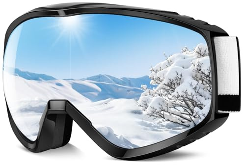Findway Ski Goggles For Women Men Youth Teen, Snowboarding Goggles Over Glasses Compatible Helmet, Anti-fog UV Protection, Anti-glare Skiing Goggle Silver For Skiing Snowboarding
