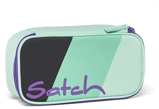 Satch Schlamperbox extra groß inkl. Trennfach Reißverschlussfach Stiftehalter Geodreieck Sichtfenster für Stundenplan Cool Down - Grau