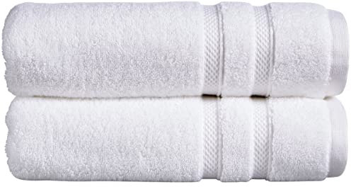 Christy Chroma Bath Sheets | Set of 2 | Highly Absorbent Heavyweight 675GSM | Bold and Bright | Soft Velvety Smooth Bathroom Shower Towels | 100% Cotton | Sustainably Made | White