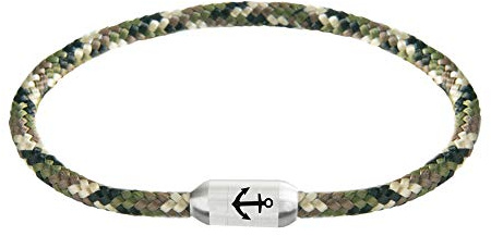 Paris Montana Schmales Dünnes Filigranes Original Anker Segeltau Armband Unisex Geflochten Gravur Handmade Hochwertiger Magnetverschluss Durchmesser Ø 4mm (Camouflage, 20.00)