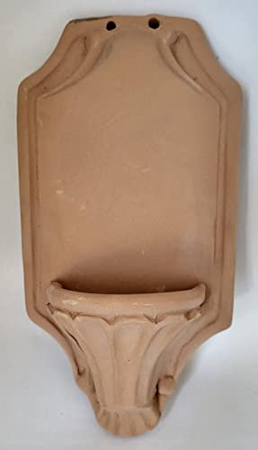 Acquasantiera in terracotta pannello muro decorativo fatto a mano in Italia altezza cm. 21, lato cm. 11