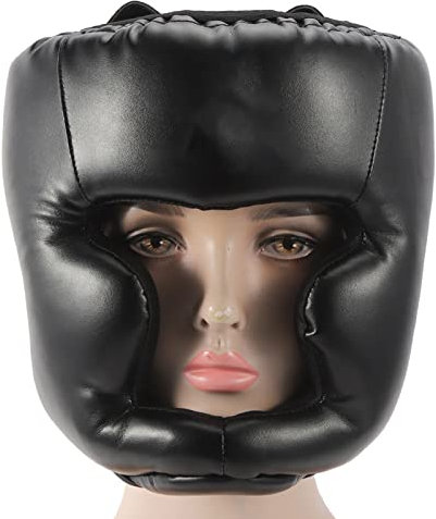 Natudeco Couvre-Chef D'entraînement De Boxe Casque De Protection pour la Tête Casque De Boxe Sanda Muay Thai Équipement De Protection De Combat Couvre-Chef d'arts Martiaux (Adult-Noir)