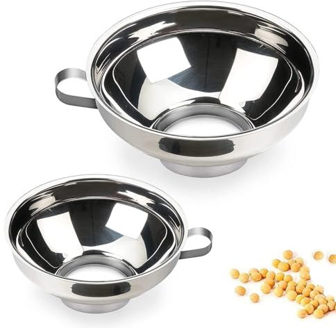 Roysmart Imbuto in acciaio inox, 2 pezzi per marmellata con maniglia, imbuto per marmellata, imbuto per marmellata e olio di fagioli
