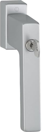 HOPPE 3937966, VK 7x43 mm, Edelstahl Effekt Fenstergriff TOULON Sperrzylinder TBT, schwarz matt
