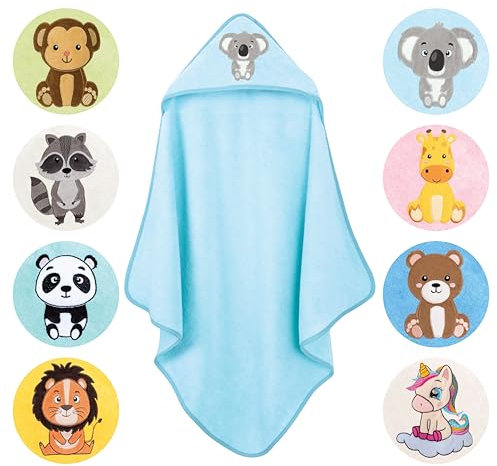 LAYNENBURG Asciugamano Premium con cappuccio - asciugamano da bagno in 100% cotone - OEKO TEX - asciugamano con cappuccio per neonati e bambini - per bambine e bambini (koala 80x80cm)