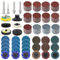 300 Stück Schleifscheiben Set Schleifscheiben 50mm Klett für Bohrer und Schleifmaschinen mit 3mm und 6mm Schaftträgerplatte, inklusive 2 Zoll Roll Lock Schleifpapiers in 36-3000 Körnung (A)