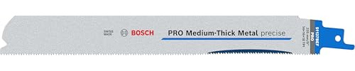Bosch 5x PRO Medium-Thick Metal precise S1137BEF Recip Saw Blade, 1,1 x 25 | für Rohre und Profile aus Metall, Nichteisenmetalle, Länge 225 mm, Professional Zubehör Säbelsäge