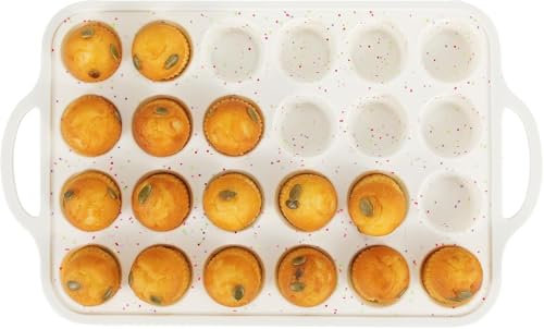 Epzia Silikon Mini Muffinform, 24 Tassen Antihaft Muffin Backform, Silikon Muffinform für Mini Muffins, Mini Cupcakes, Mini Eierbissen, Mini Fat Bombs, 1 Stück, Konfetti Design，muffinblech