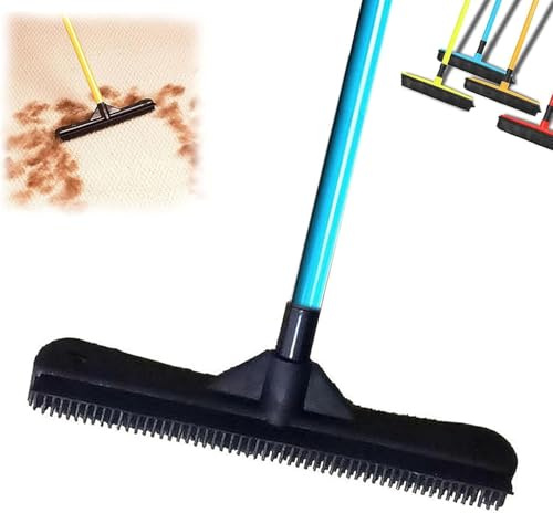 Kolarmo Pet Hair Removal Broom, Rubber Broom for Carpet, Blue