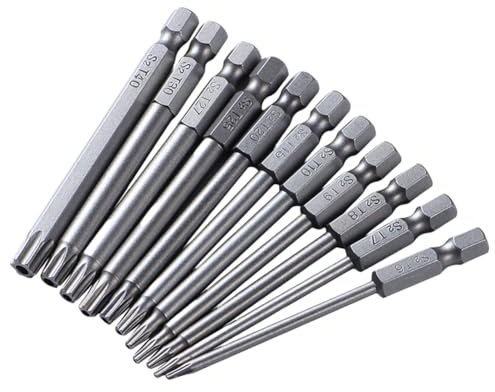 ARVALOLET Punte di sicurezza Torx, 11 pezzi, magnetiche, 75/100 mm, lunghezza per cacciavite con testa a stella a 6 punti