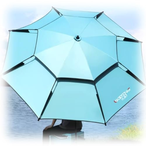 MACAGGTNTU Parasol De Pêche avec Revêtement Noir 200/220/240/260cm Parasol De Plage Double Couche avec Mât Inclinable, Parasol D'extérieur pour Pêche(Black,240cm/7.8ft)